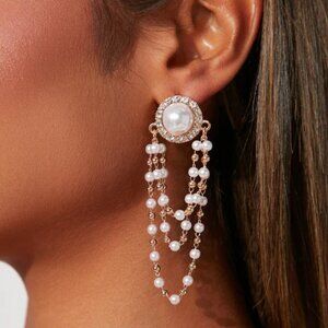 Rhinestone Pearl Drop Earrings